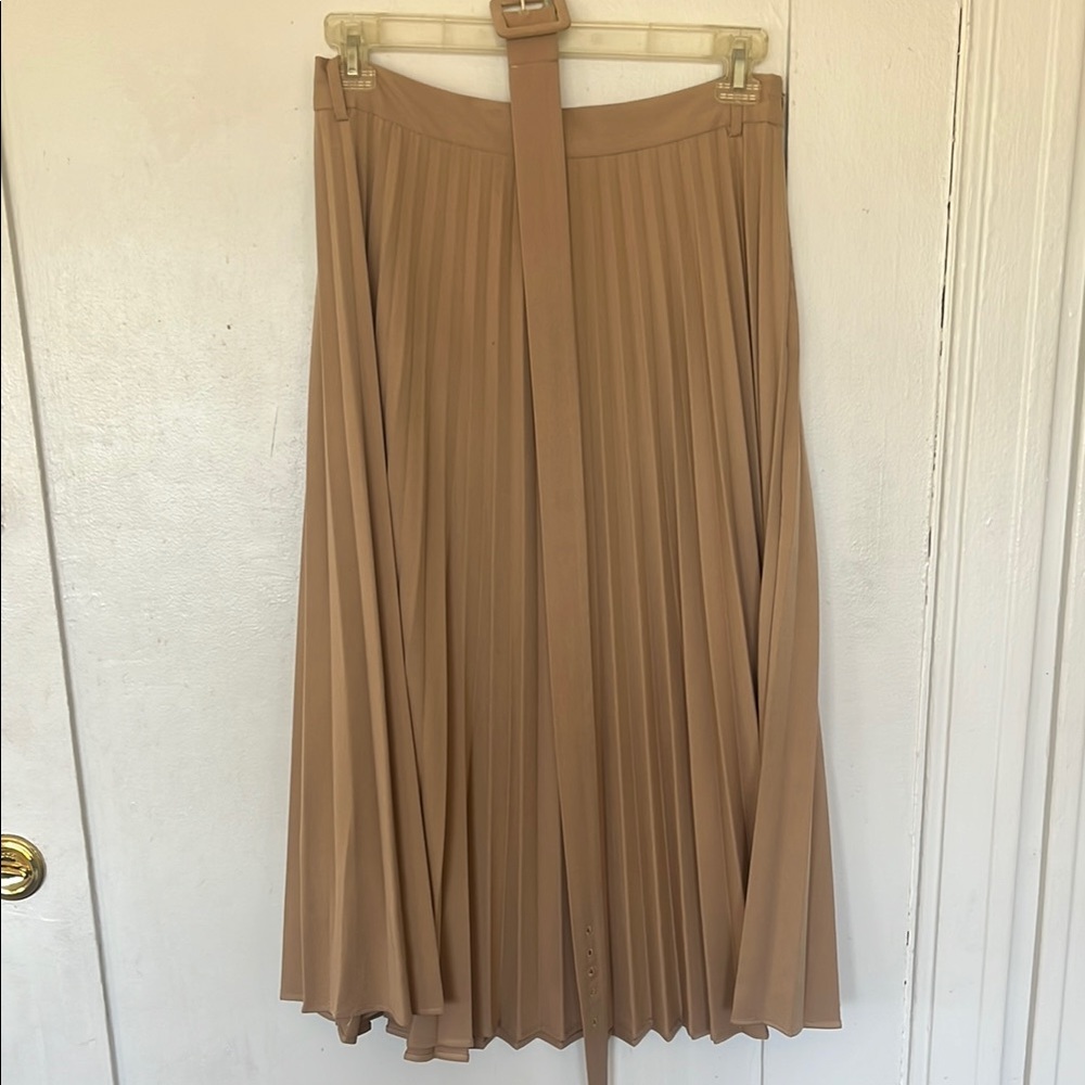 Zara Tan Maxi Pleated A-Line Skirt EUC